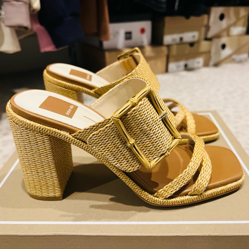 Dolce Vita Gold Woven Block Heels